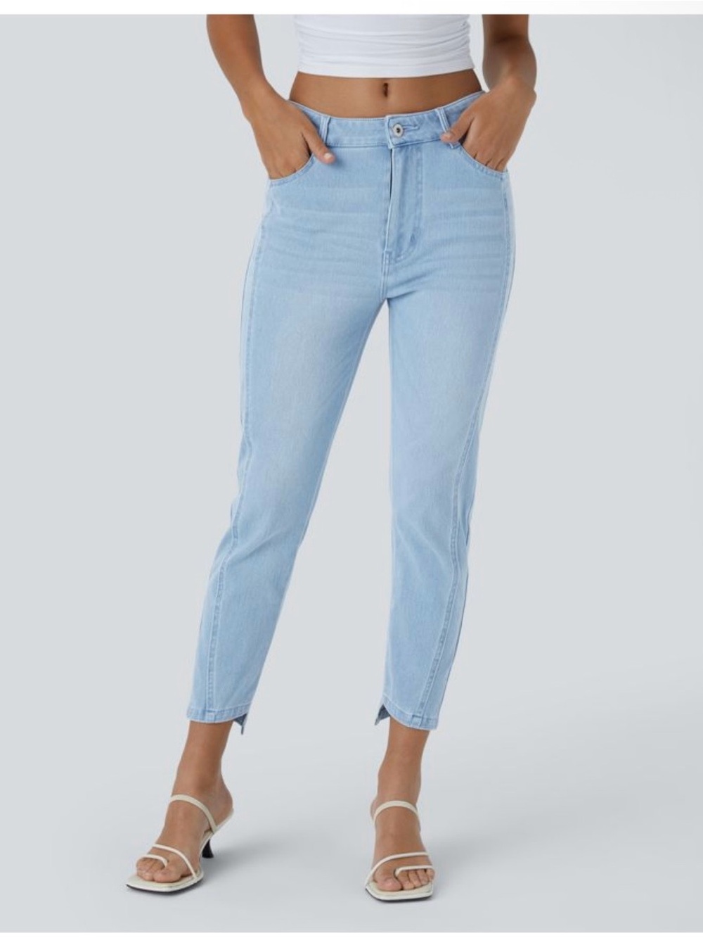 Halara Flex™ Denim Mid Low Rise Zipper Pockets Casual Skinny Jeans